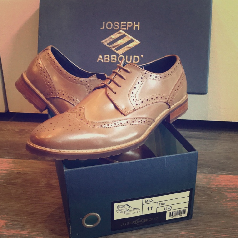 Joseph Abboud Collection Wingtip Tan Dress Shoes